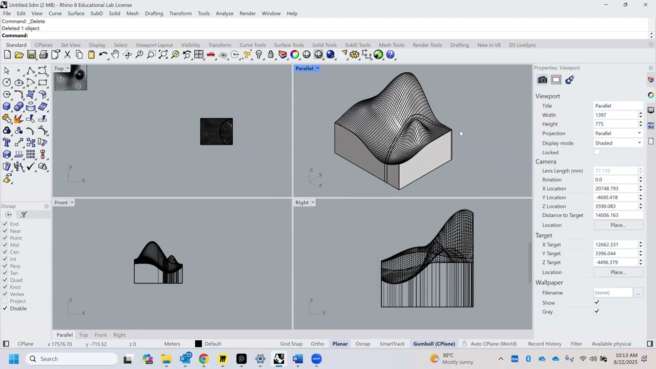 Rhino Terrain 4:  Creating a road on a Terrain