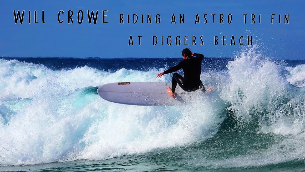 Will Crowe testing the lastest 9' tri fin Longboard from Astro - Diggers Beach.