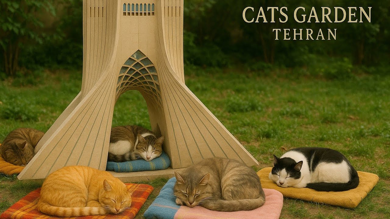 Cat Life in Iran Cute cats relaxing on Tehran Art Garden