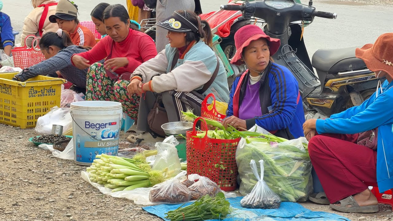 ព្រឹកនេះនៅផ្សារភូមិអូរប្រាសាទមនុស្សអ៊ូអរអ្នកលក់សប្បាយចិត្ត