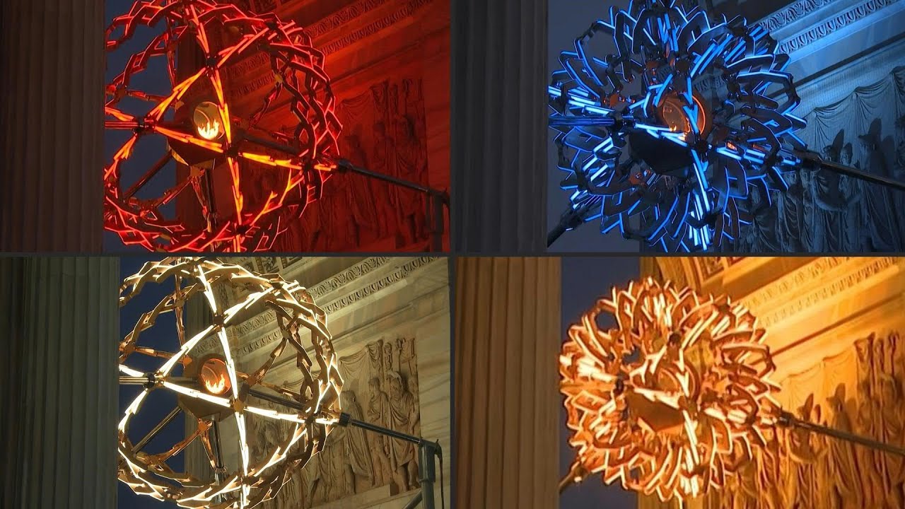 Pira olímpica se transforma em esfera luminosa todas as noites em Milão | AFP