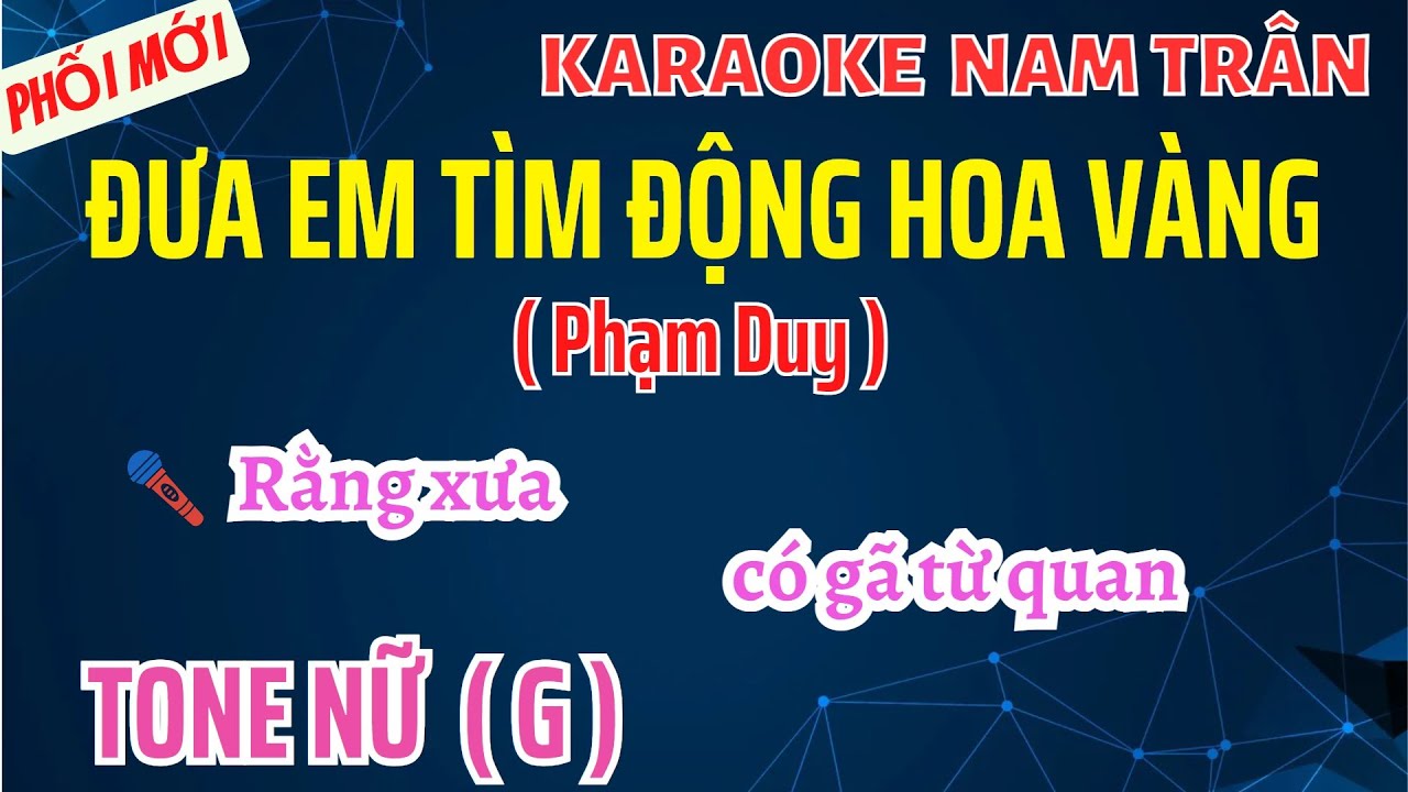 Karaoke Đưa Em Tìm Động Hoa Vàng Tone Nữ | Nam Trân