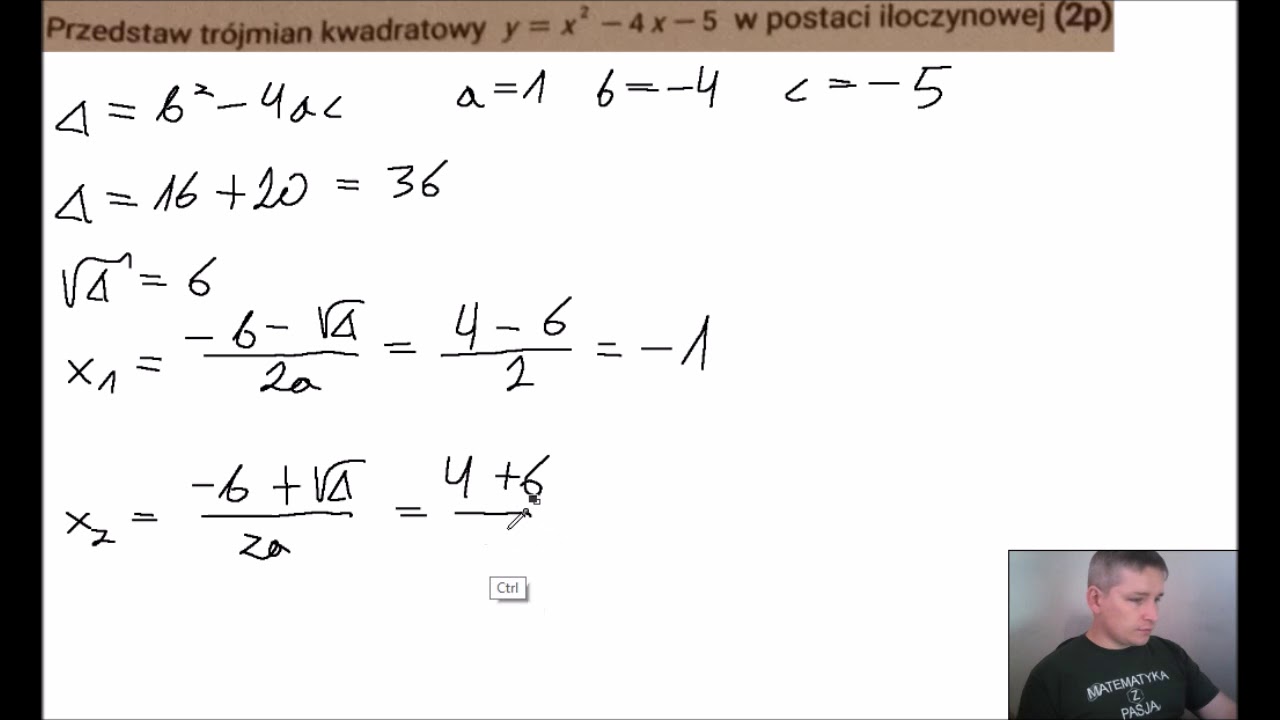 Przedstaw tr&oacute;jmian kwadratowy w postaci iloczynowej