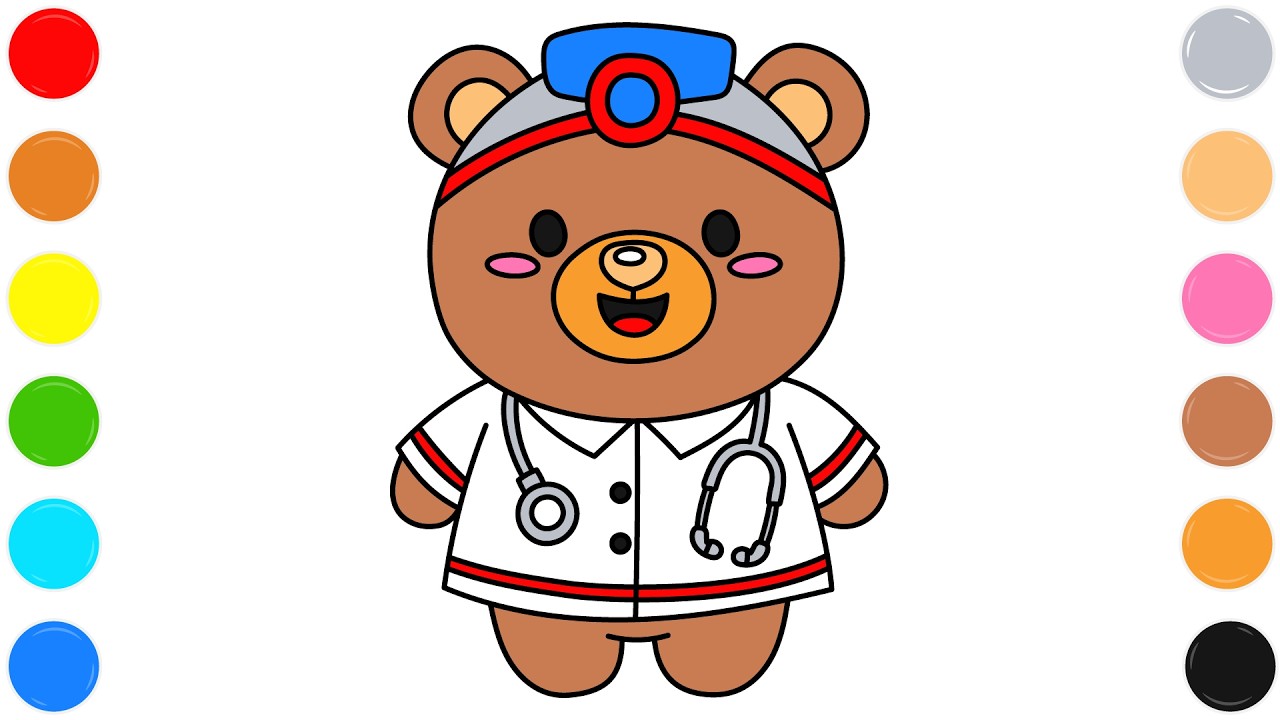 🧑‍⚕️ Doctor Cat Coloring Page for Kids | Cute Fun Animal Art 🐈