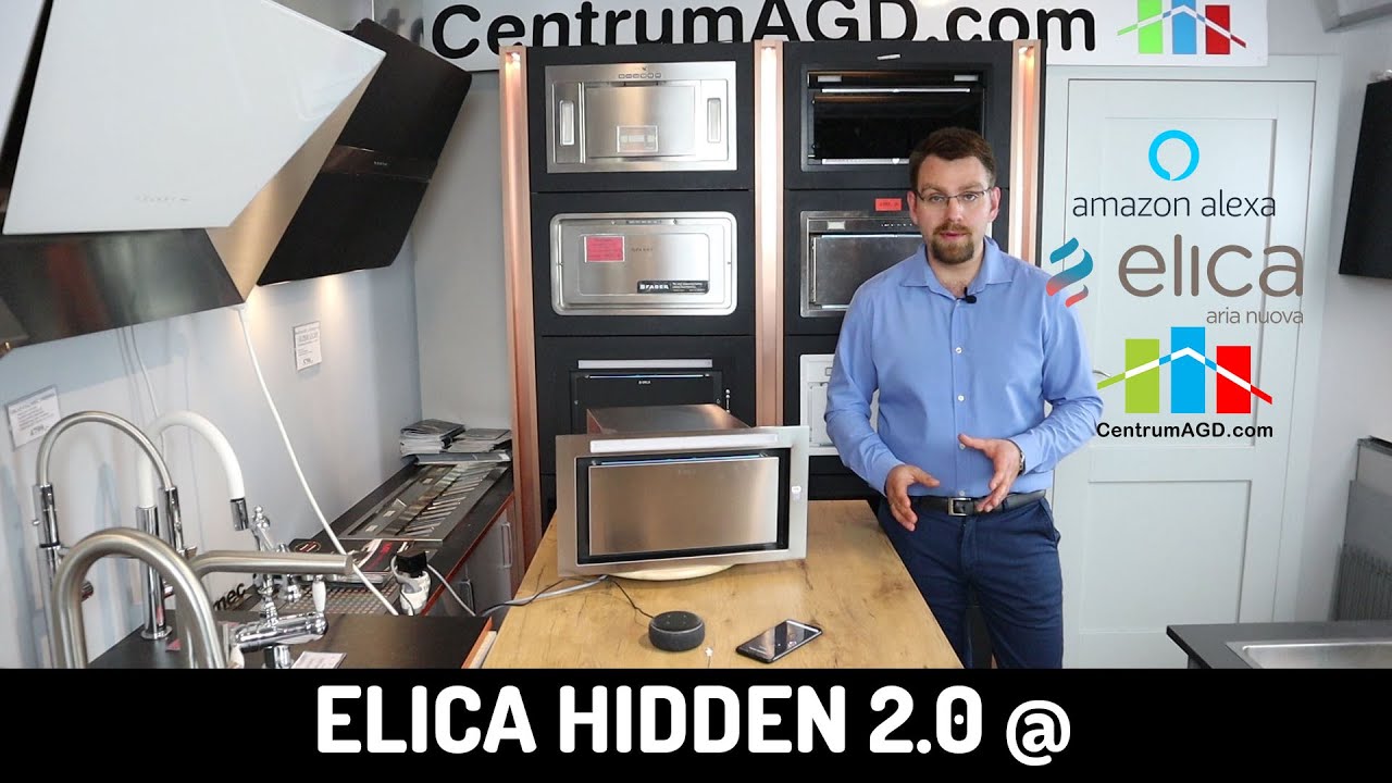 Elica Hidden 2.0 @- okap ze sterowaniem głosowym. Hidden 2.0 stalowy lub czarny 50cm lub 70cm