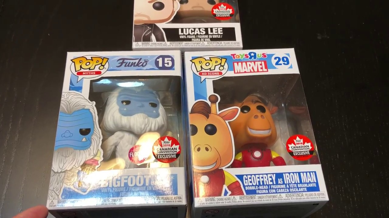 Canadian mail call! Fan Expo 2018 Exclusive Funko Pops: Snowy Bigfoot, Geoffrey as Iron Man and Lee