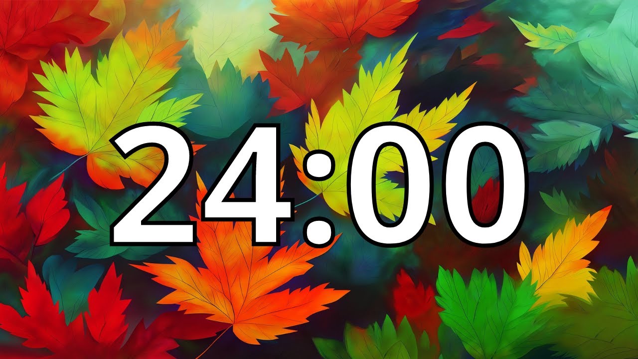 24 Minute Autumn/Fall  Countdown Timer With Music and Alarm (Simple Beep)