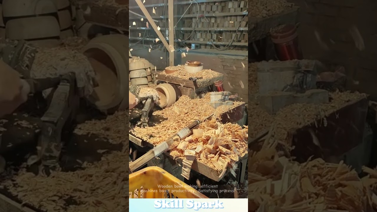 Wooden bowl making: efficient machines boost productivity. Satisfying process!