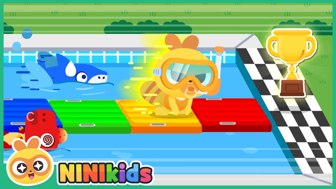 Baby swimming competition! | Who will be the 1st place? | Baby Tyranno | Baby Shark | NINIkids