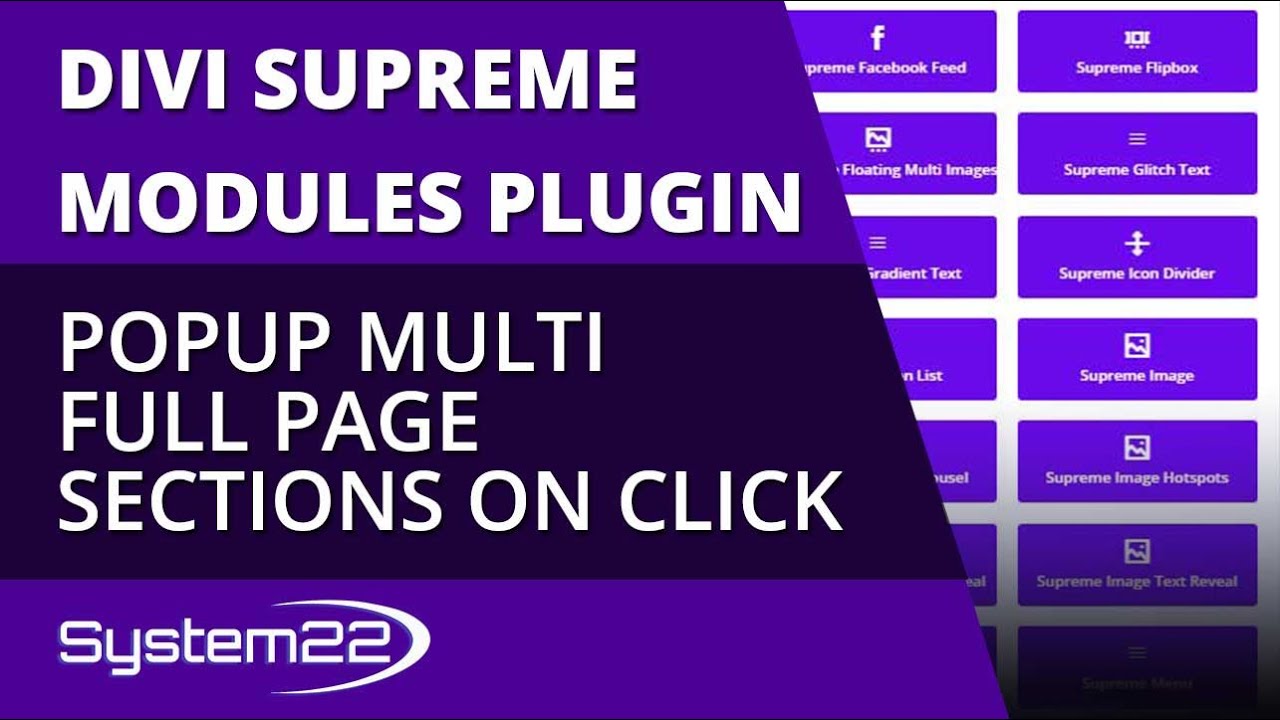 Всплывающие окна модулей Divi Supreme для многостраничных разделов, активируемые по клику 👍