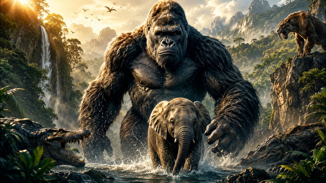 King Kong Rescues a Baby Mammoth | Epic Jungle Survival Adventure | Realistic