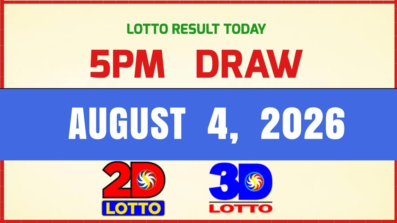 Lotto Result Today 5pm August 4, 2026 PCSO Swertres Ez2 