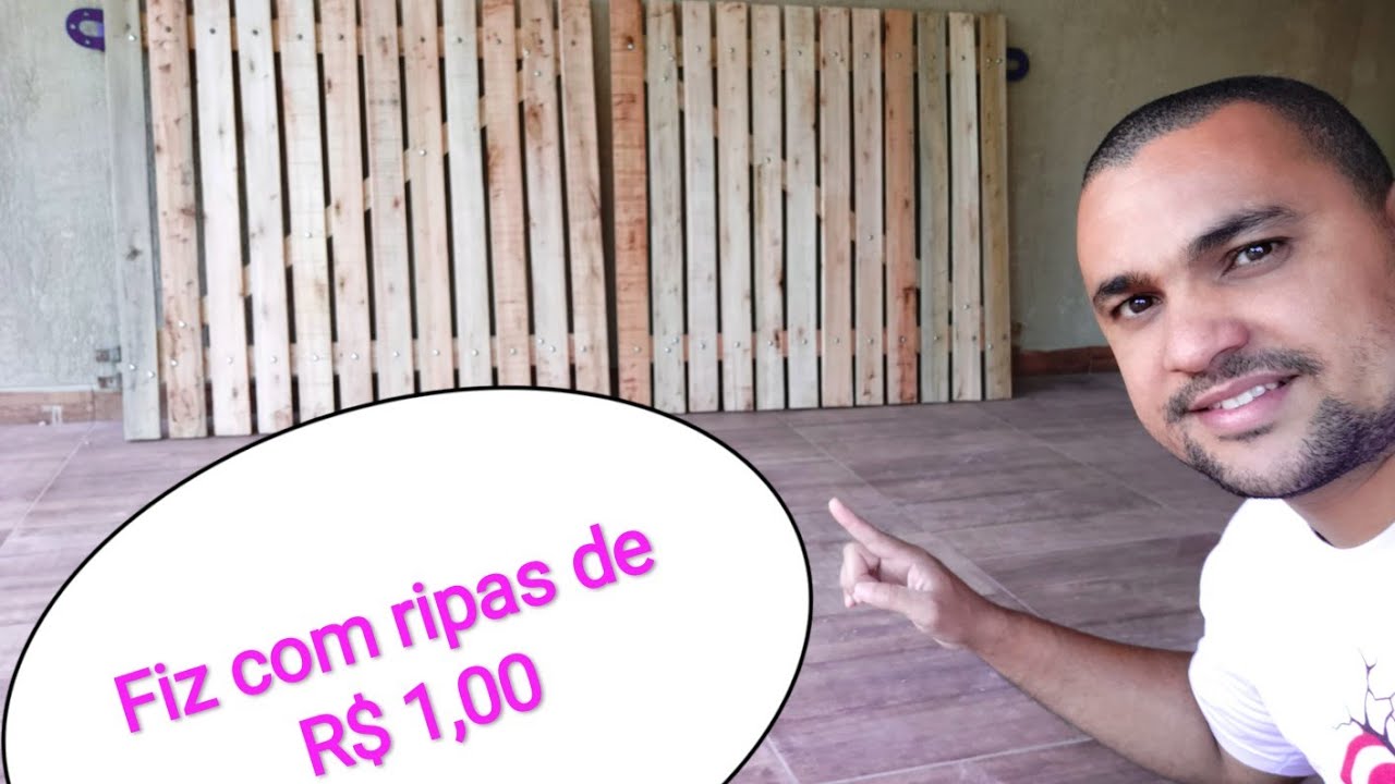Portão de garagem, feito com ripas de ( R$ 1,00 ) confira!