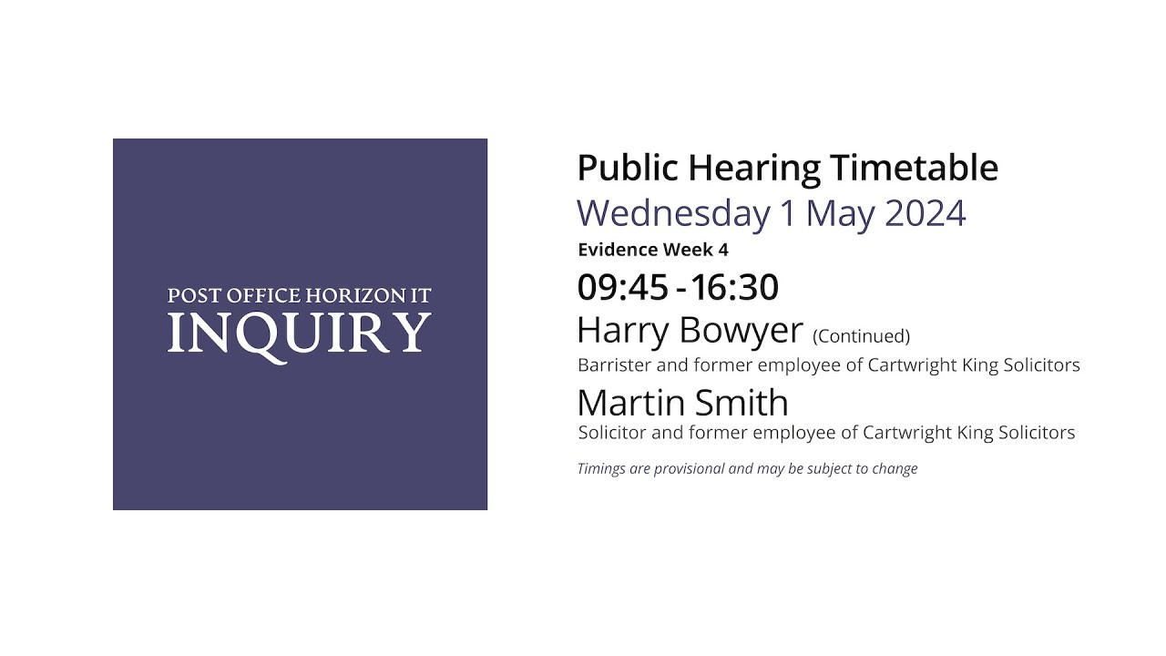Martin Smith - Day 130 PM (01 May 2024) - Post Office Horizon IT Inquiry