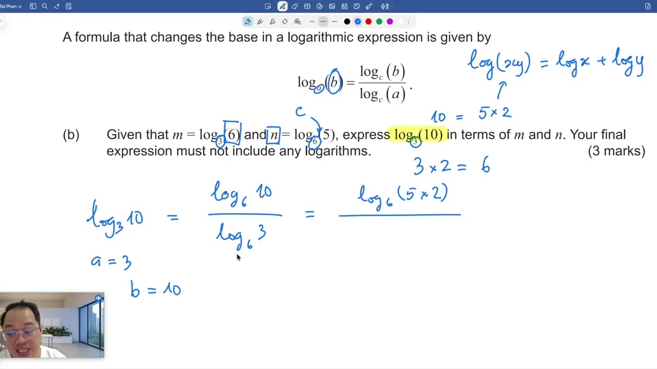 Solving a Logarithmic Equation Using Log Laws - 2025 ATAR Math Methods Past Paper