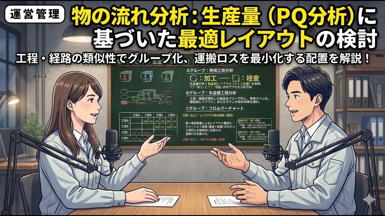 【１次・聞き流し】物の流れ分析『PQ分析・単純工程分析・多品種工程分析・フロムツーチャート』（運営管理）