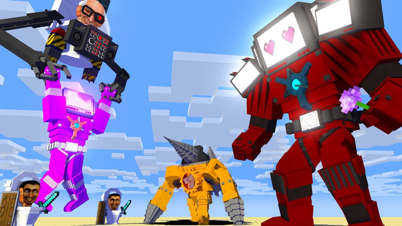 Upgraded Titan TV MAN & TV WOMAN & DRILLMAN and stupid jokes - Minecraft Animation
