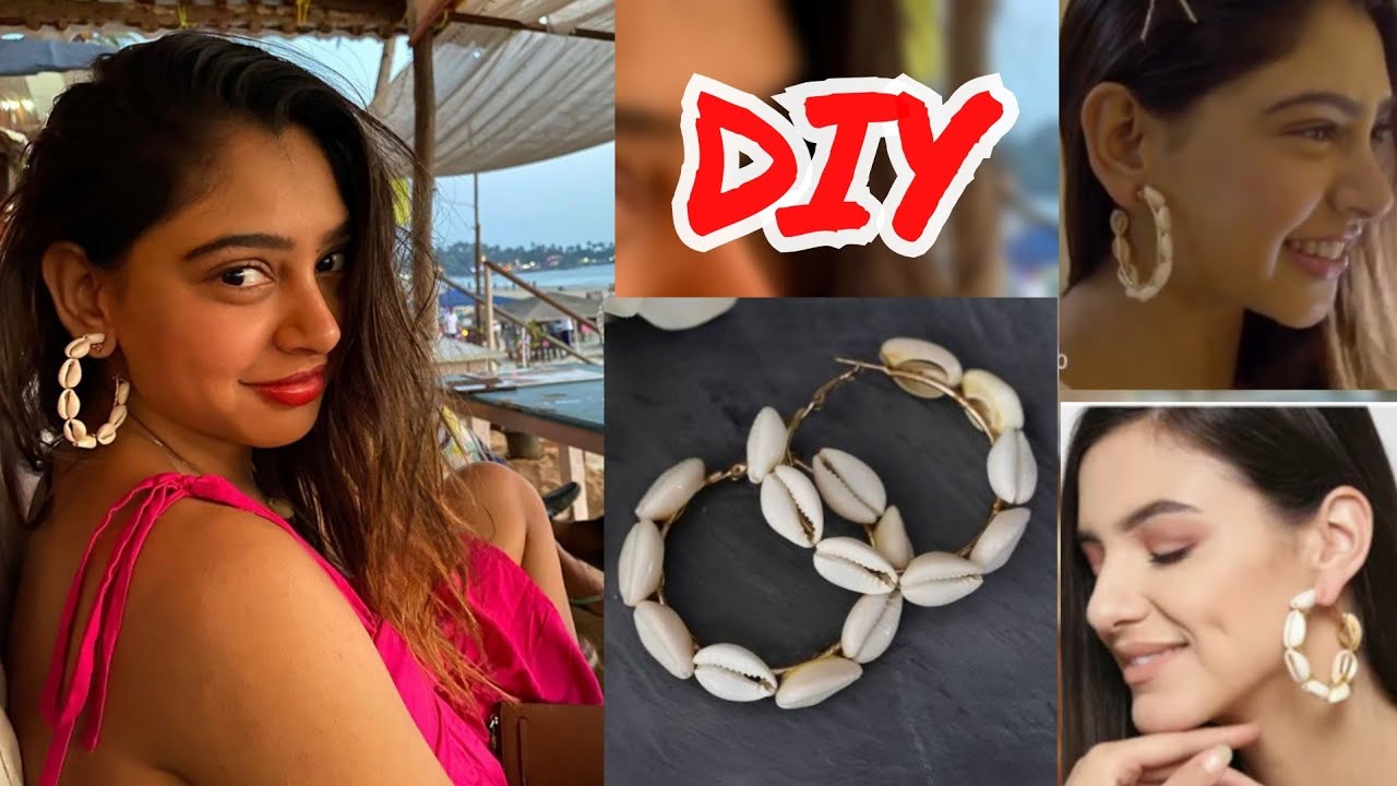 How to Make DIY Cowrie Shell Earrings|DIY Off-White & Gold-Toned Circular Cowry Hoop Earrings| SHELL