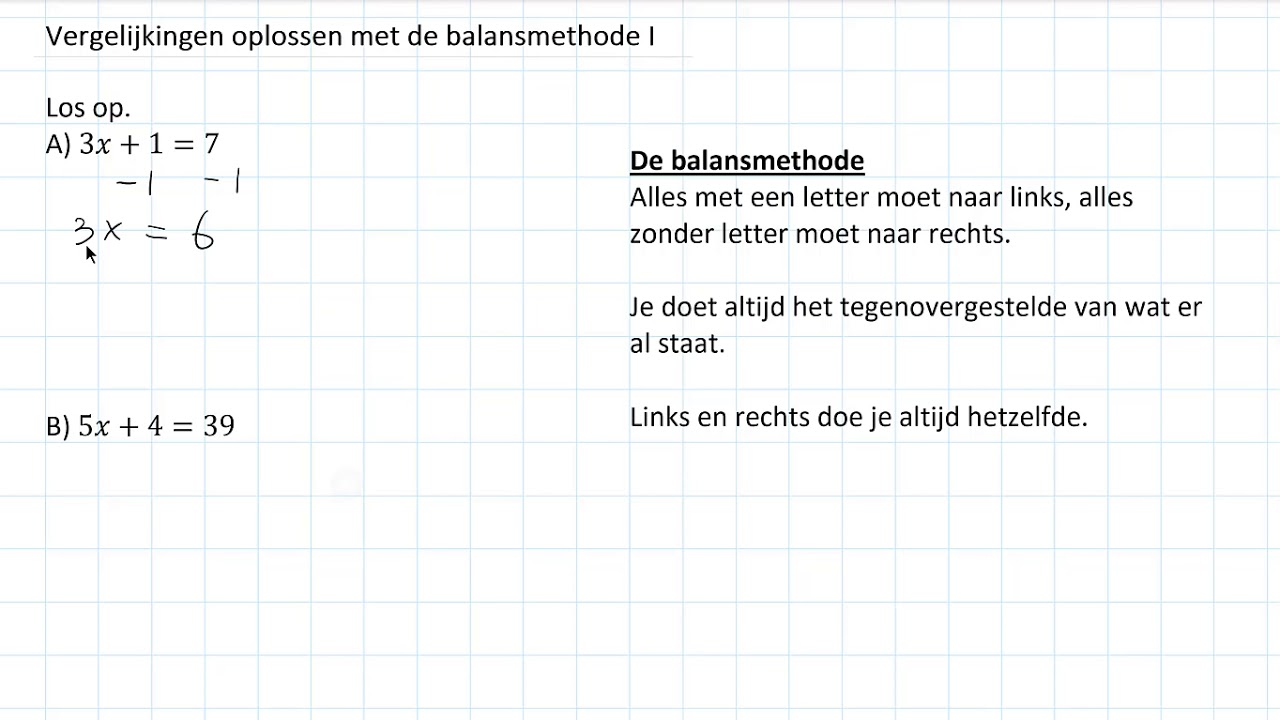 Vergelijkingen oplossen met de balansmethode deel I (2 HAVO/VWO & 2 VWO)