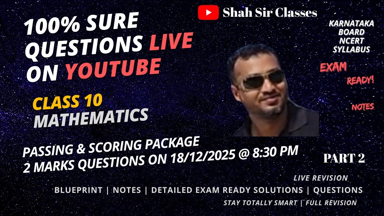 Last-Minute Class 10 Maths LIVE | Most Important 2-Mark Questions | Karnataka Board | Part 2