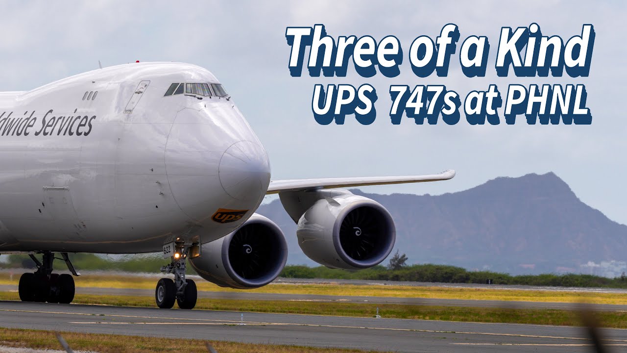 Plane Spotting - Three Queens Coming and Going at PHNL in Honolulu. UPS 747-8F