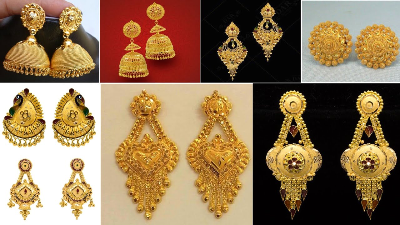 Latest Gold earrings designs|| Gold Jhumka collection|| Kaner dul @BluestoneJewellery1