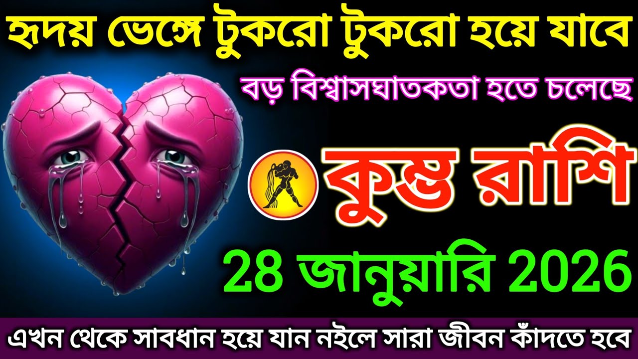কুম্ভ রাশি: 28 জানুয়ারি 2026 হৃদয় ভেঙ্গে টুকরো টুকরো হয়ে যাবে! সময় খুব কম শীঘ্রই দেখুন |#kumbh 