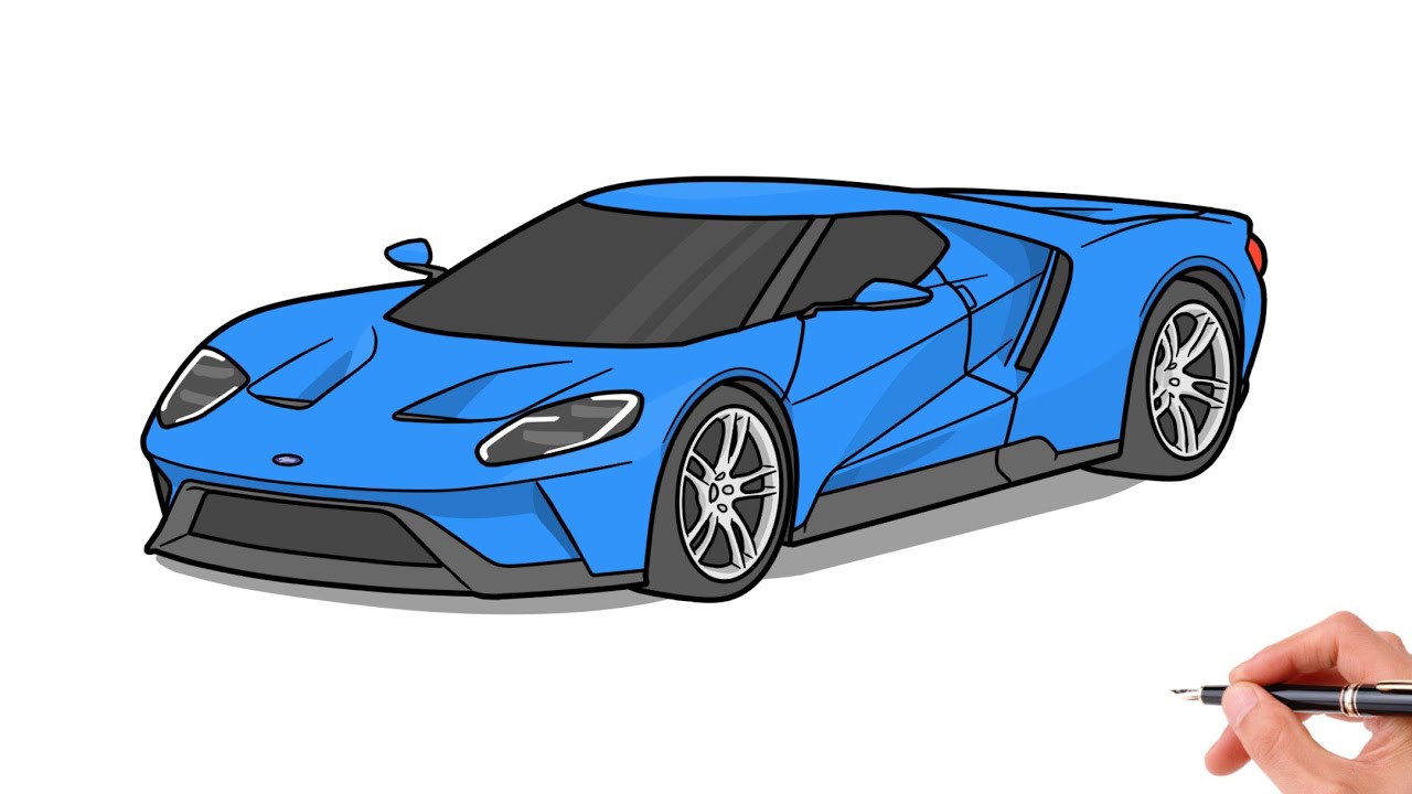 How to draw a FORD GT 2016 / drawing ford gt 2017 sports car