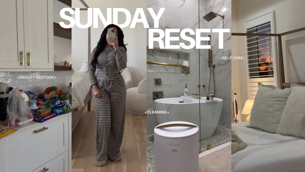 Sunday Reset Motivation | *cleaning + self care + grocery haul + organizing + more *