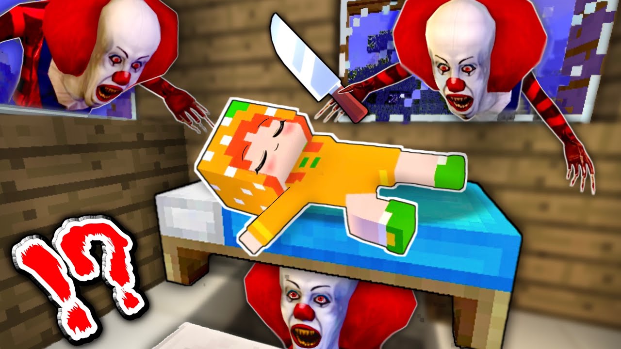 【殺人ピエロがやってくる！】マイクラホラー(#ぴこみんず)ベッドの下に超怖い化け物がいる。