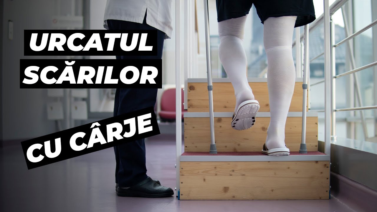Cum se urcă şi coboară scările cu ajutorul cârjelor sau bastonului