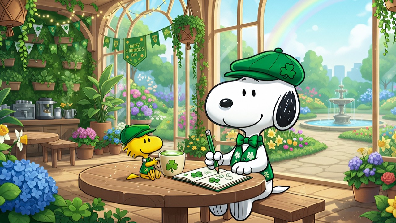 Lucky St  Patrick's Day Greenhouse with Snoopy 🌈 Smooth Jazz for Deep Study & Focus
