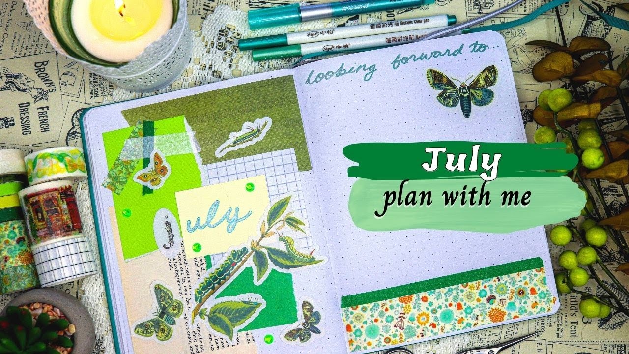 PLAN WITH ME JULY 2022 🌿: caterpillar theme in green