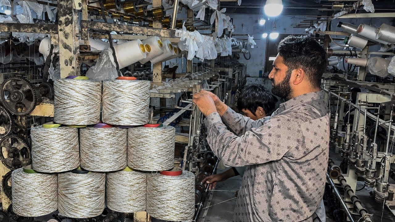How They Make Fancy Yarn at Yarn Manufacturing Factory