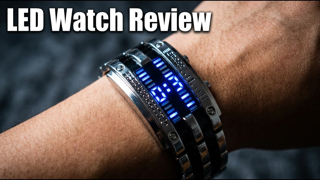 Youyoupifa alloy bracelet style LED watch with 28 blue LED lights for time & date display review