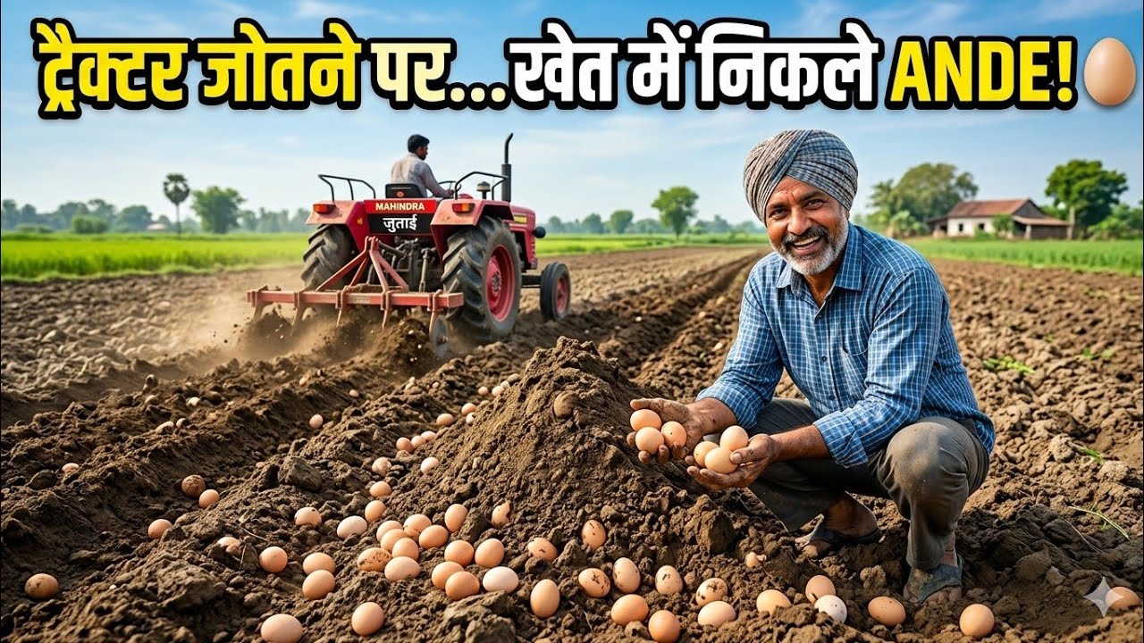 With four and khet mein nikale Ande #tranding #viralvideo #tractor 