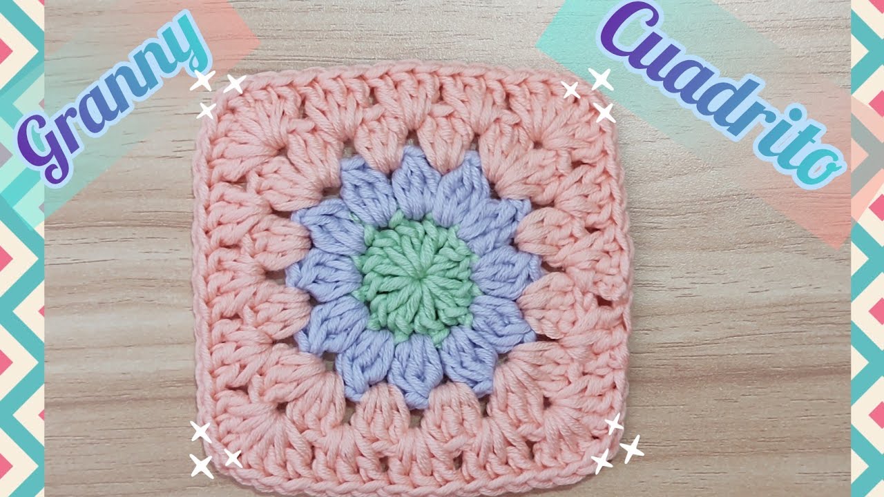 Granny square  tejido para manta de bebé. cuadrito tejido para cobija de bebé.