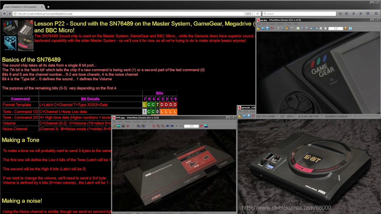 Z80,6502 and 68000 Assembly - Sound on the Master System, GameGear, Megadrive and BBC Micro!