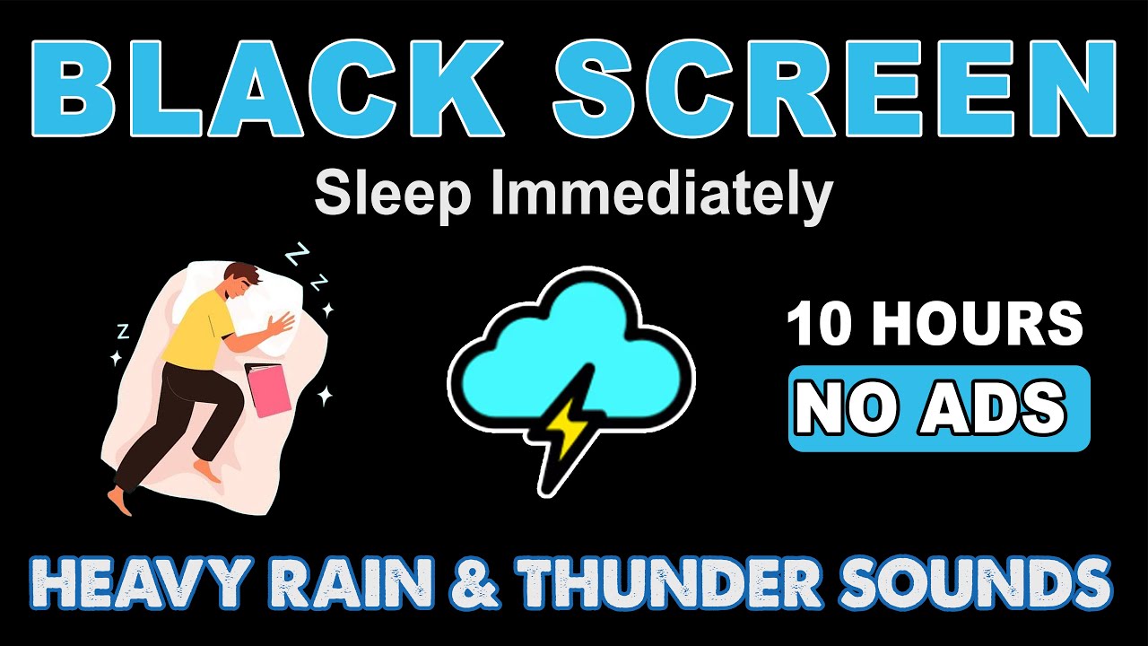 Sleep Immediately – Heavy Rain and Thunderstorm Sounds for Sleep Black Screen 8 HOURS | BLACK SCREEN