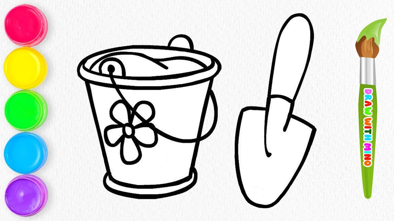 How to Draw Sand Bucket and Shovel | Drawing, Painting, Coloring for Kids