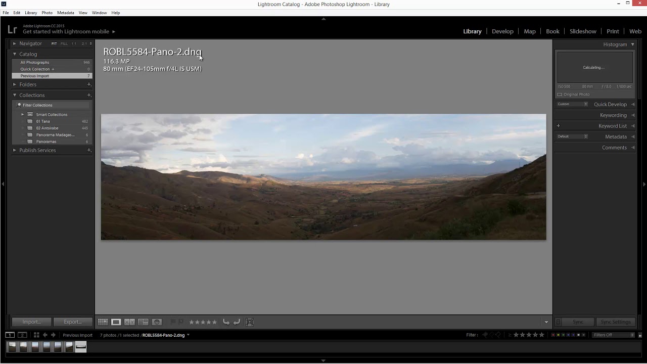 Stitching together a panorama in both Lightroom Classic and Photoshop CC