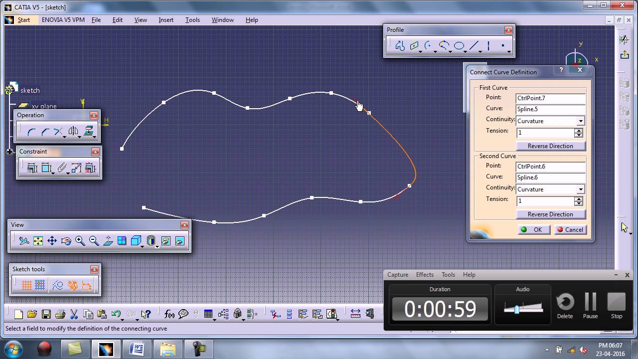 catia profile spline