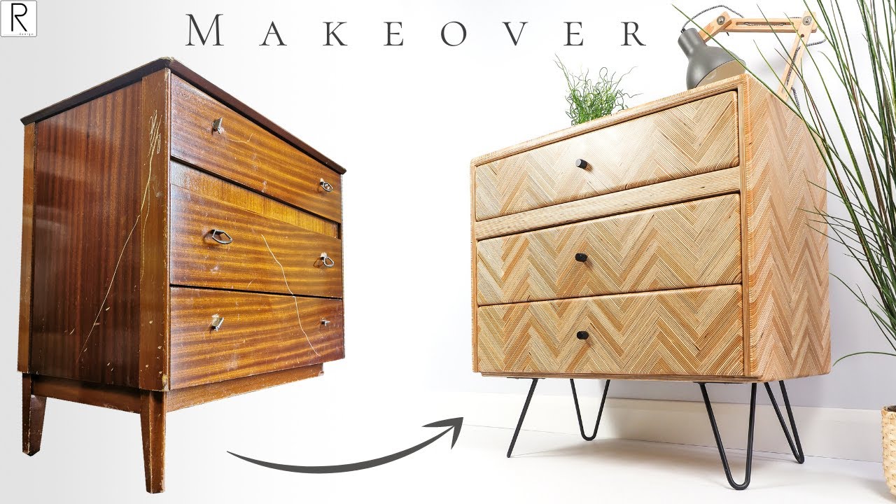 MID CENTURY DRESSER MAKEOVER / Plywood Furniture Transformation / Thrift Flip