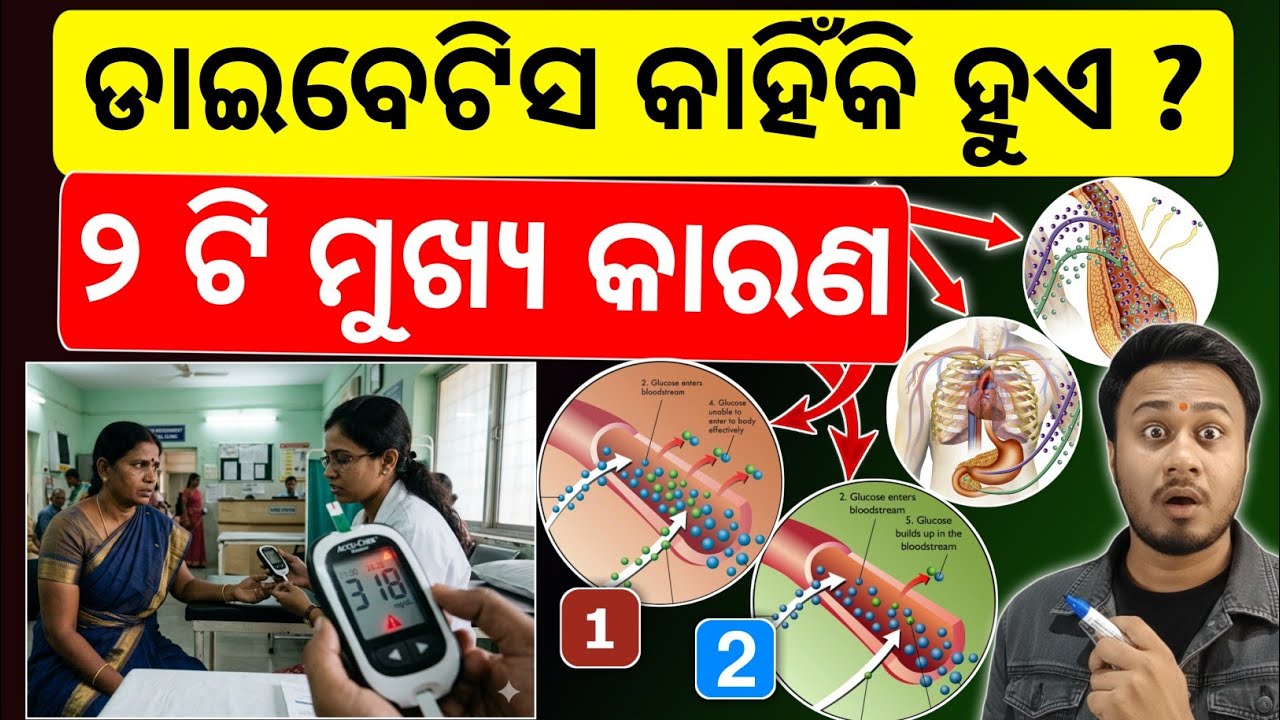 ଡାଇବେଟିସ ହେବାର ୨ ମୁଖ୍ୟ କାରଣ ⚠️ Diabetes Causes, Symptoms, and Diet Plan | Complete Guide in Odia