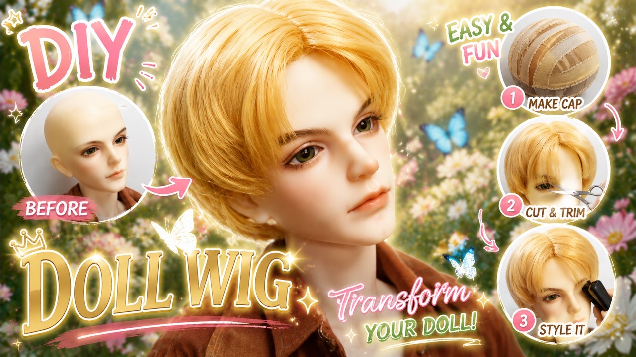 Diy hair dolls |Wig dolls double bangs for doll  boys/easy and fast