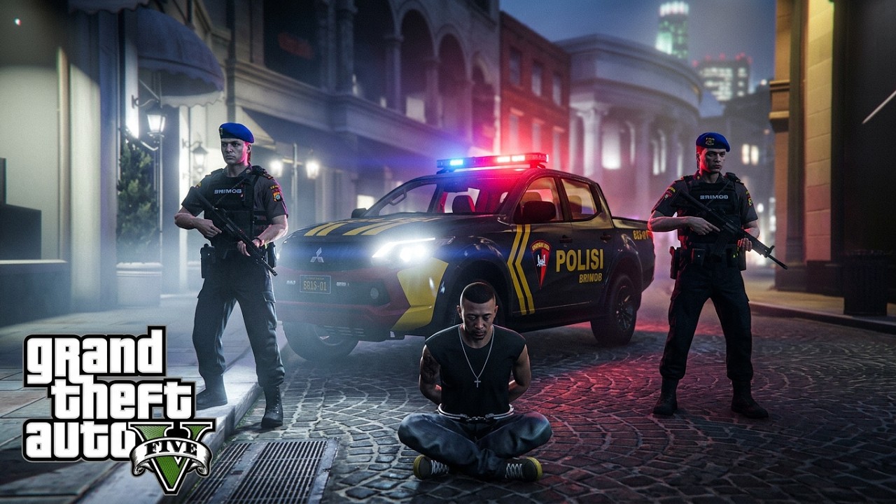 Patroli Brimob Tangkap Napi Perampok Kabur Dari Penjara! GTA 5 Mod Polisi Indonesia
