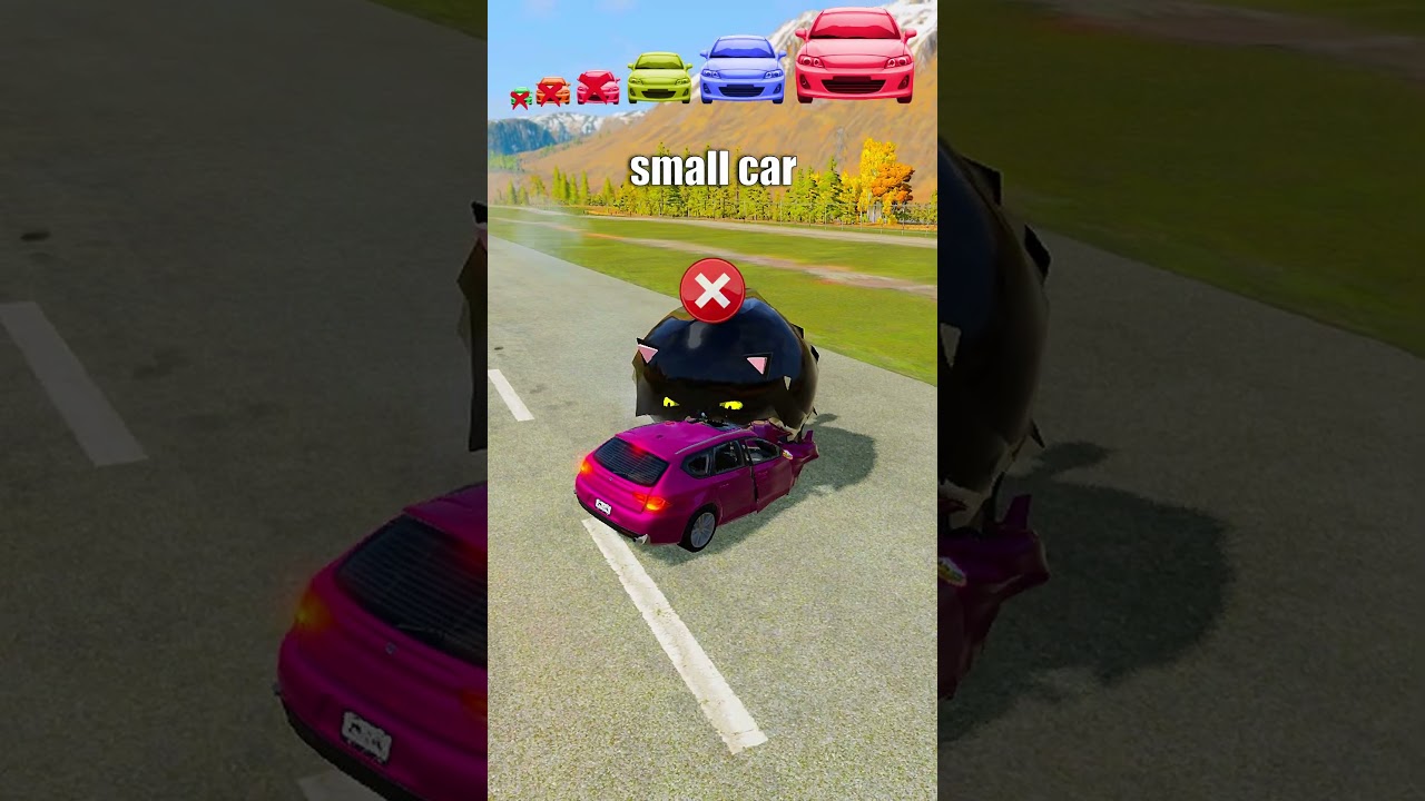 Большие и маленькие машины против автомобильных котов - BeamNG.Drive