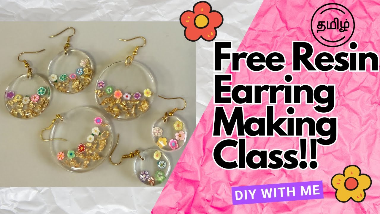 Free transparent resin earrings making tutorial in tamil I Aishu's resin crafts