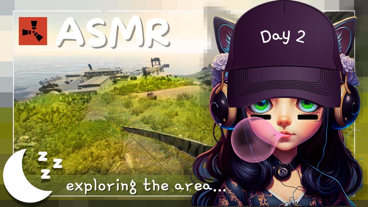 ASMR Rust 🎧 DAY 2 Solo Vanilla Server ⭐ Gum Chewing Whispers + Keyboard Sounds 💤