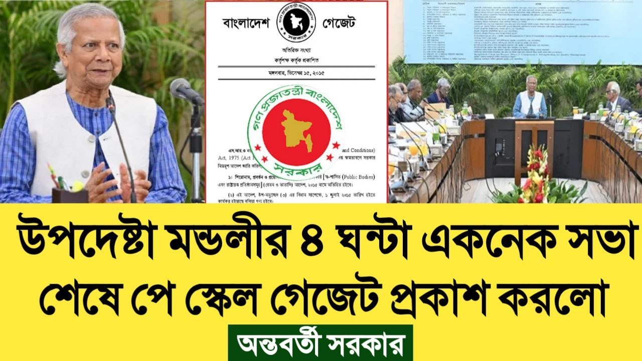 এইমাত্র! উপদেষ্টা মন্ডলীর ৪ ঘন্টা একনেক সভা শেষে পে স্কেল গেজেট প্রকাশ করলো সরকার। pay scale news